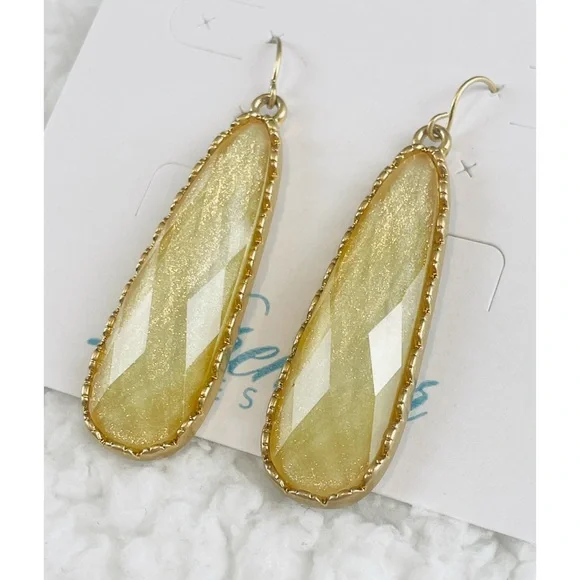 (NWT) PREMIER DESIGNS • Gold/Yellow Shimmery Long Teardrop Earrings - Picture 2 of 12